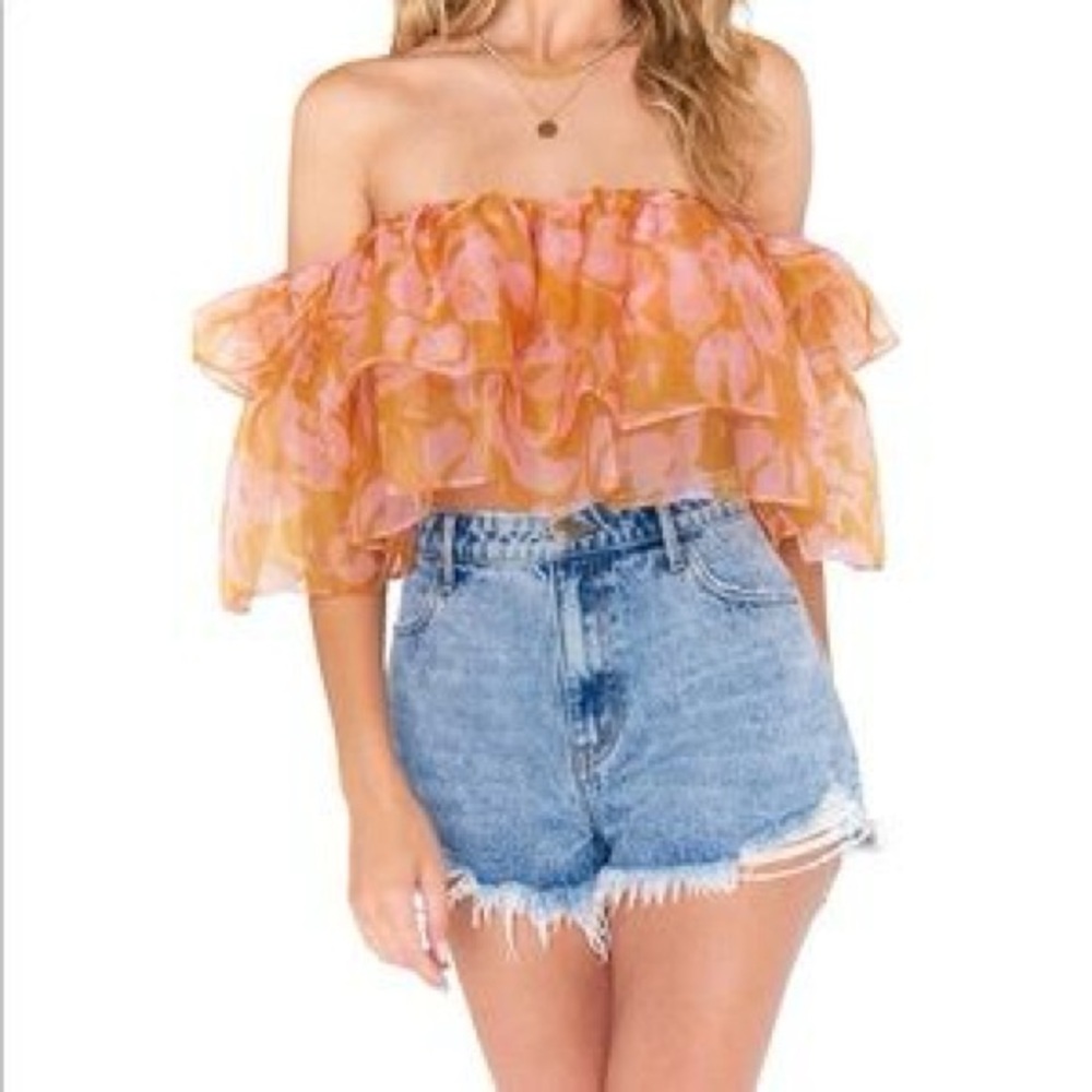 NWT Show Me Your Mumu Rossella Orange Ruffle Top